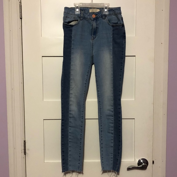 Colour blocked high rise skinny jeans - Picture 1 of 6